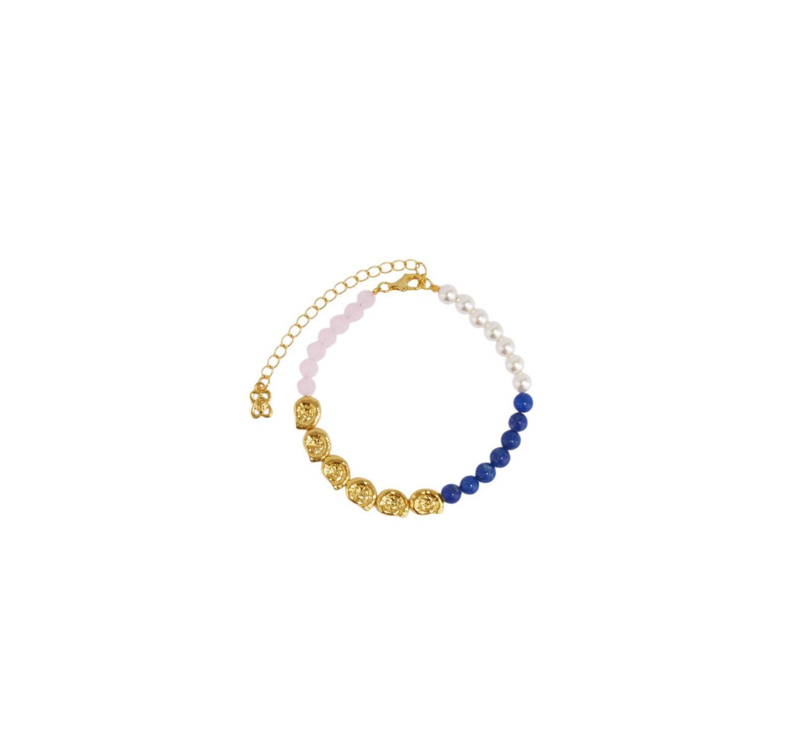 Ottoman Hands Waterproof Lapis and Jade Beaded Bracelet