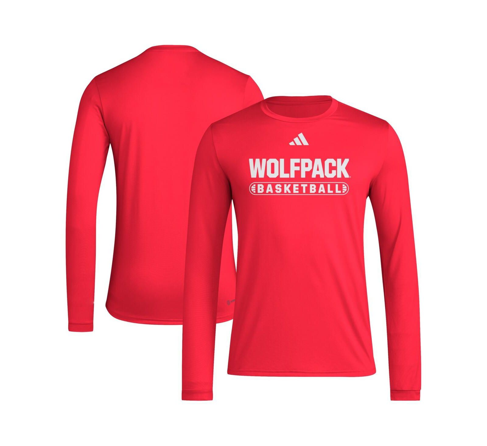 Adidas Men's Red NC State Wolfpack On-Court Pregame Long Sleeve T-Shirt