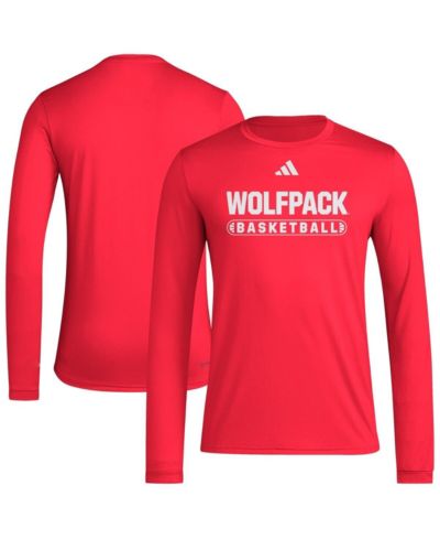 Adidas Men's Red NC State Wolfpack On-Court Pregame Long Sleeve T-Shirt