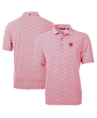 Мужская рубашка поло Cutter & Buck Scarlet Nebraska Huskers Alumni Logo DryTec Virtue Eco Pique Botanical Print
