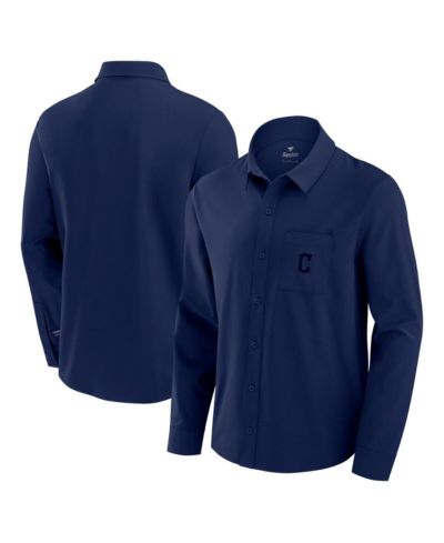 Fanatics Men's Navy Cleveland Guardians Front Office Long Sleeve Button-Up Shirt