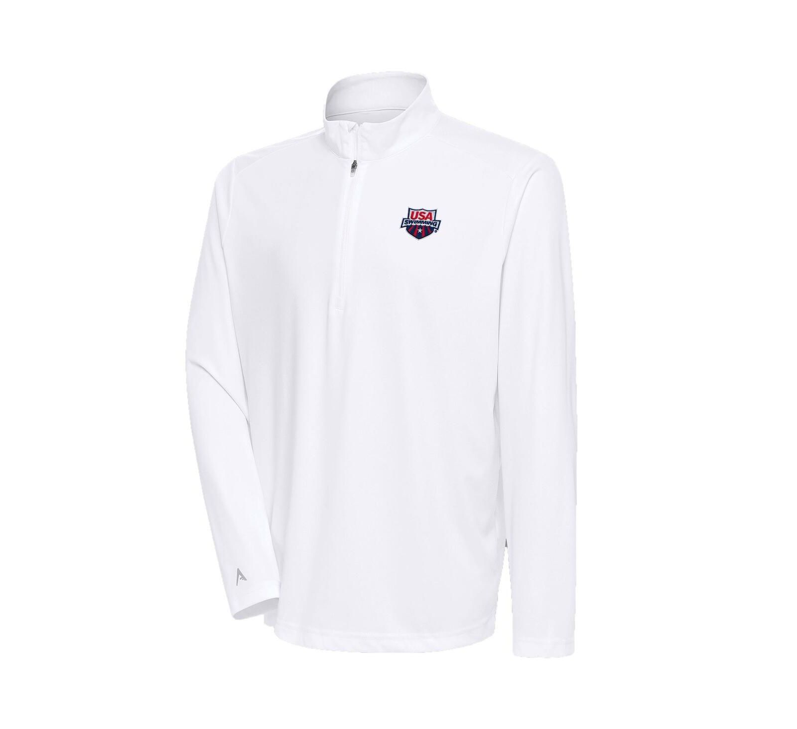 Antigua Мужской белый джемпер с молнией USA Swimming Tribute Quarter-Zip Pullover