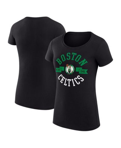G-III 4Her by Carl Banks Women's Black Boston Celtics Super-Slim Fit Lightweight Large City Logo T-Shirt