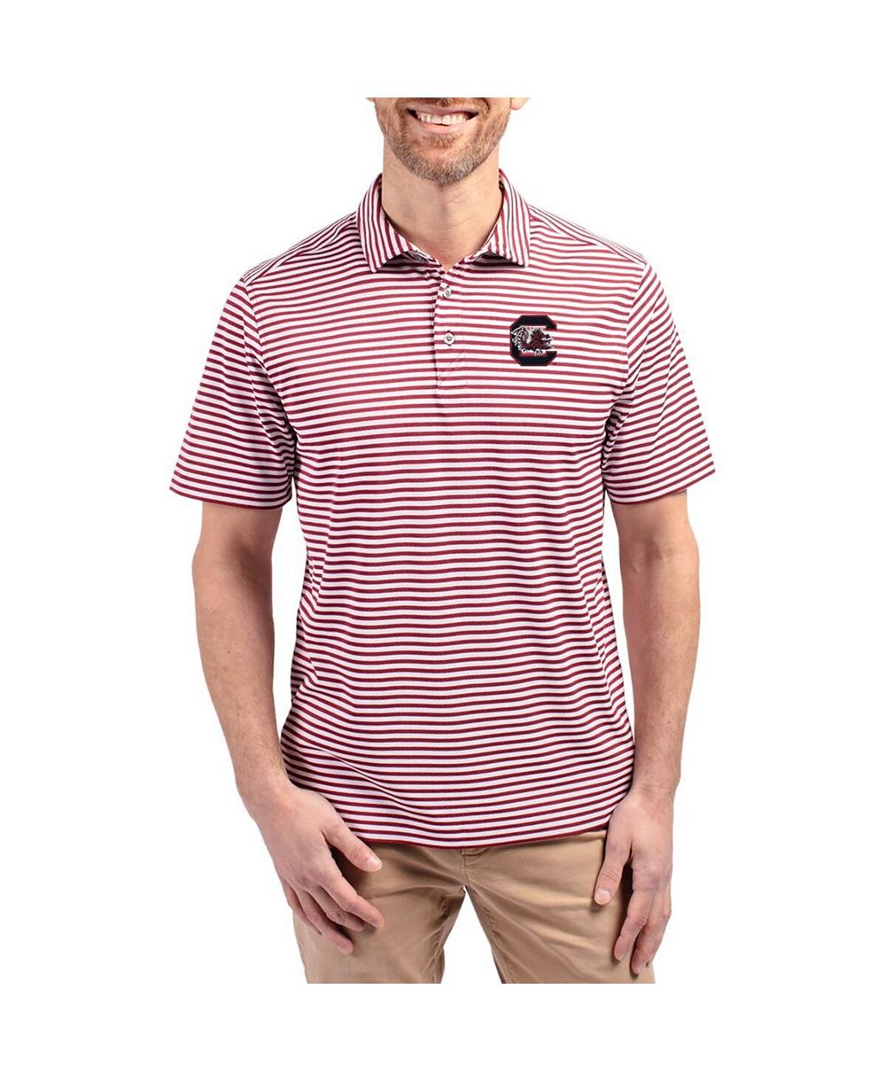 Cutter & Buck Мужская поло рубашка Virtue Eco Pique Stripe DryTec, цвет Garnet South Carolina Gamecocks