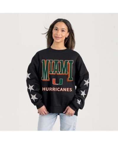 Gameday Couture Women's Black Miami Hurricanes Pure Victory Relaxed Rhinestone Pullover Sweatshirt