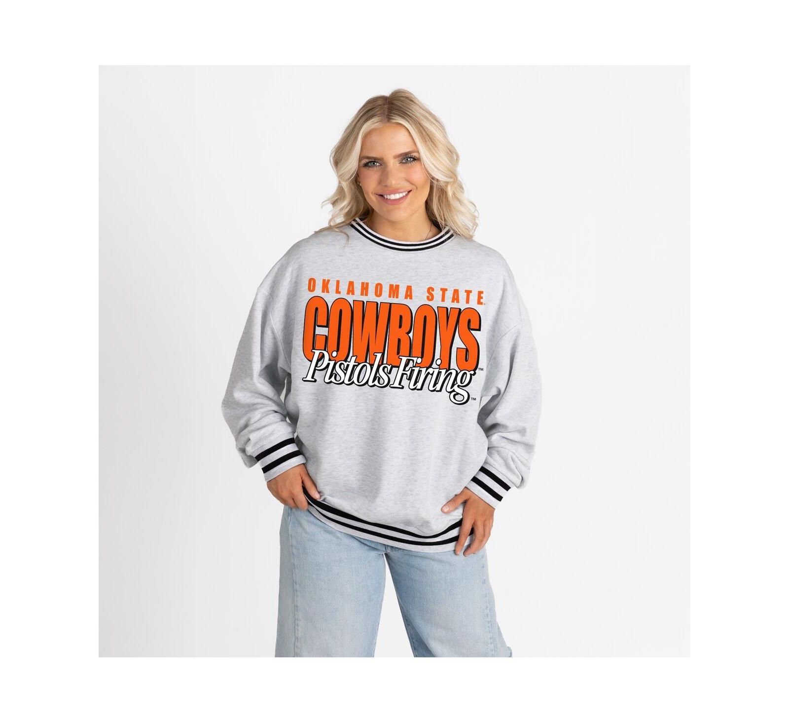 Gameday Couture Женское оверсайз свитшот Oklahoma State Cowboys Ringer Stripe, серое
