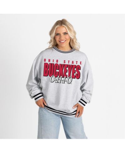 Gameday Couture Women's Gray Ohio State Buckeyes Oversized Showdown Ringer Stripe Sweatshirt