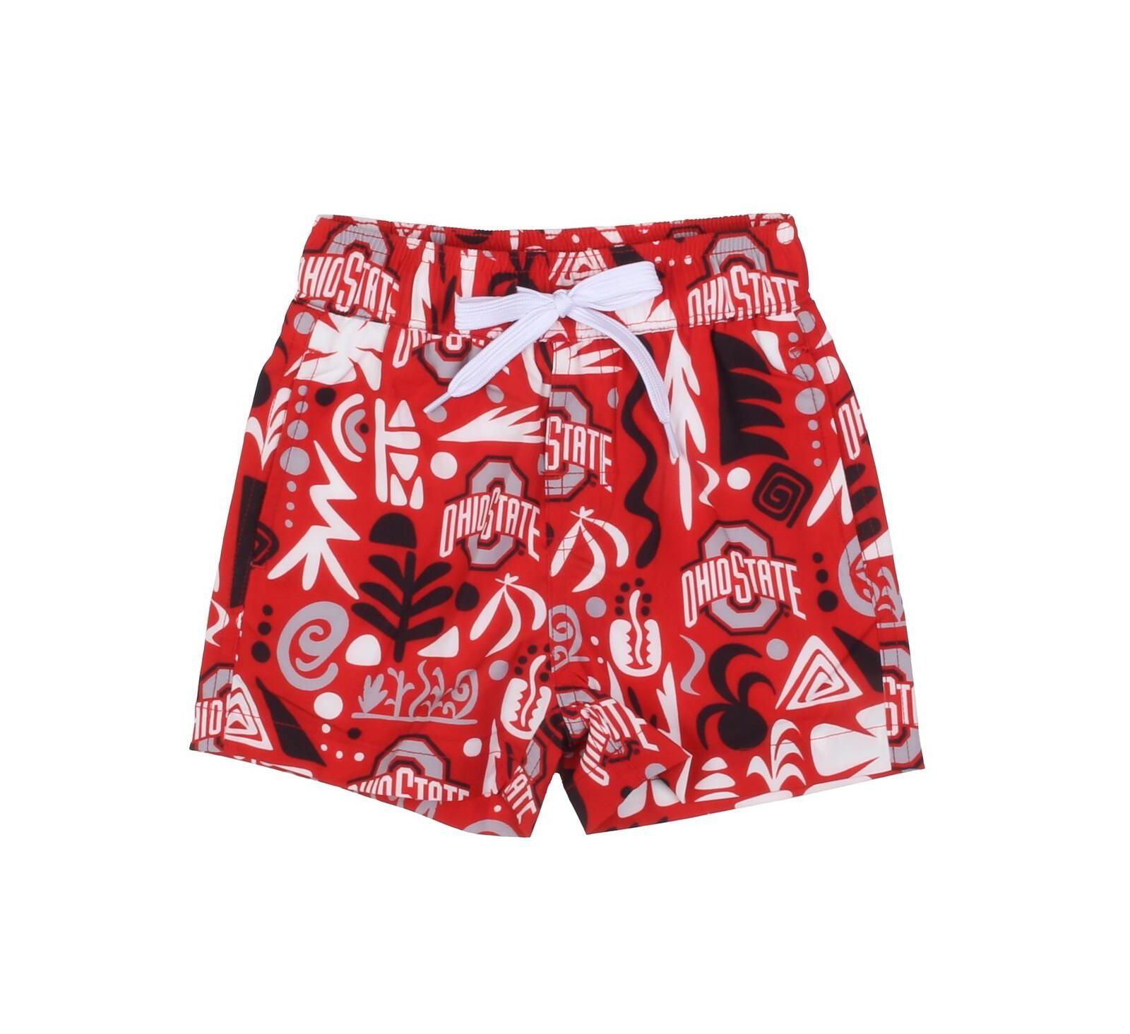Плавки Wes & Willy Big Boys and Girls Scarlet Ohio State Buckeyes Allover Print Swim Shorts