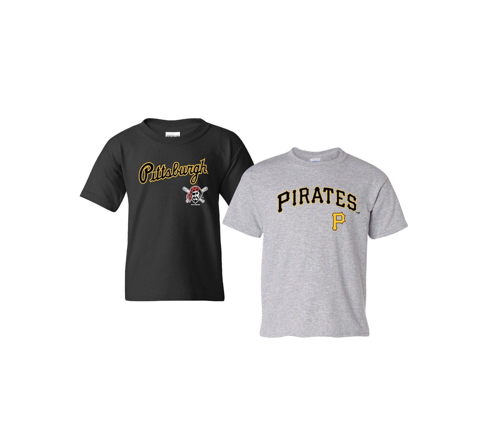 Набор футболок Soft As A Grape Black/Heather Gray Pittsburgh Pirates 2-Pack Logo для мальчиков и девочек