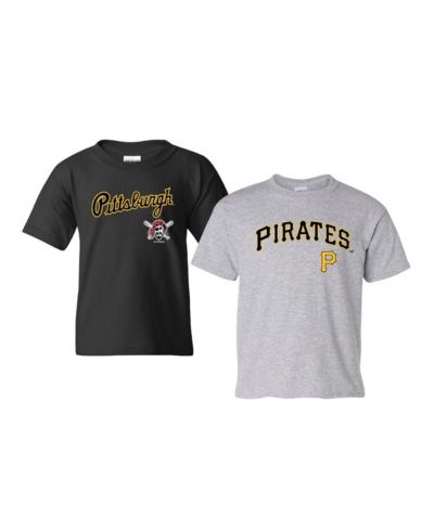 Набор футболок Soft As A Grape Black/Heather Gray Pittsburgh Pirates 2-Pack Logo для мальчиков и девочек