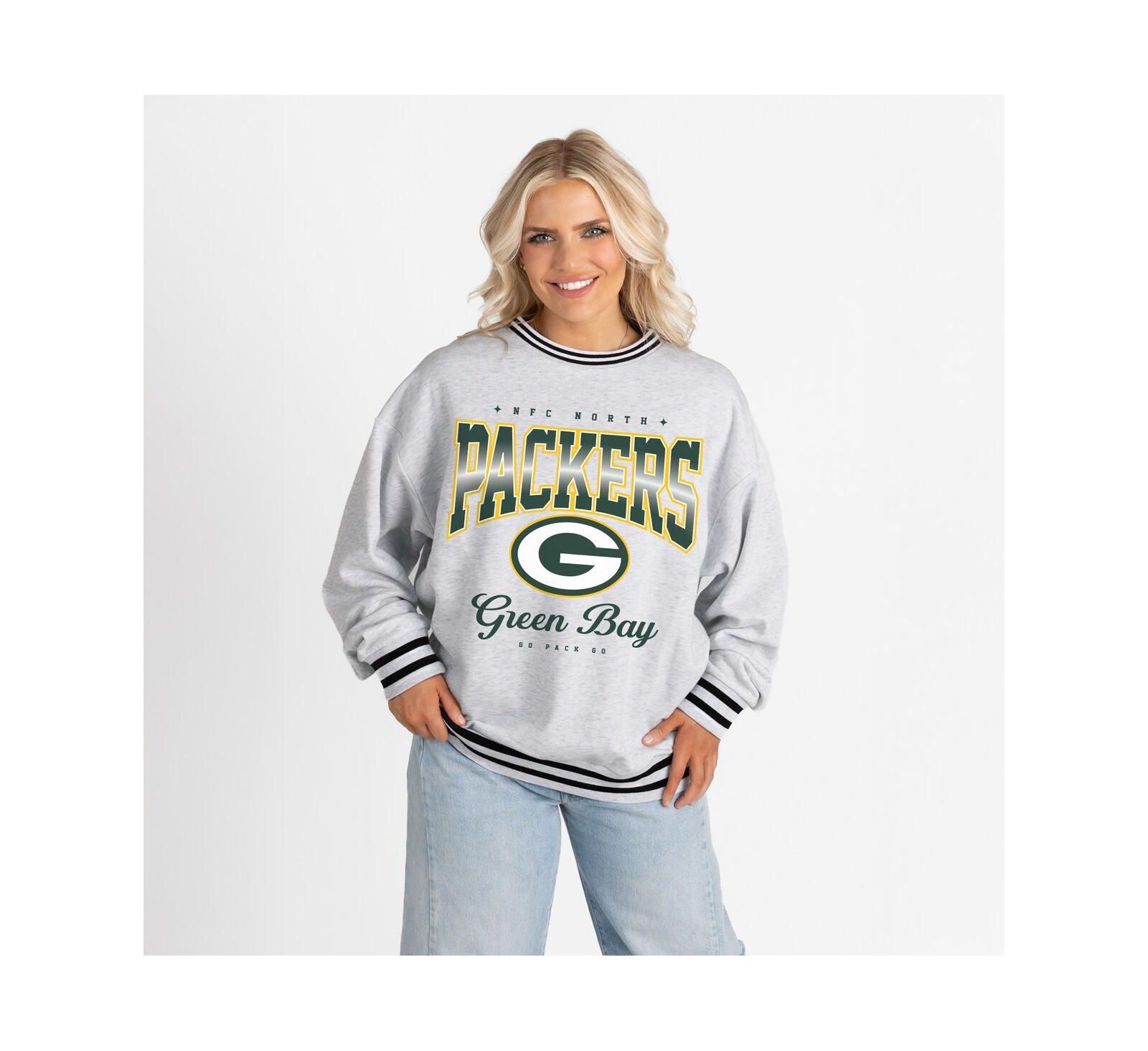 Женское свитшот Gameday Couture Green Bay Packers Oversized Gridiron Drive, пепельный/черный