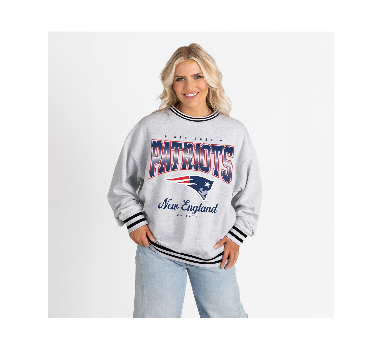 Gameday Couture Женское свитшот New England Patriots Oversized Gridiron Drive Ringer Stripe, Ash/Black