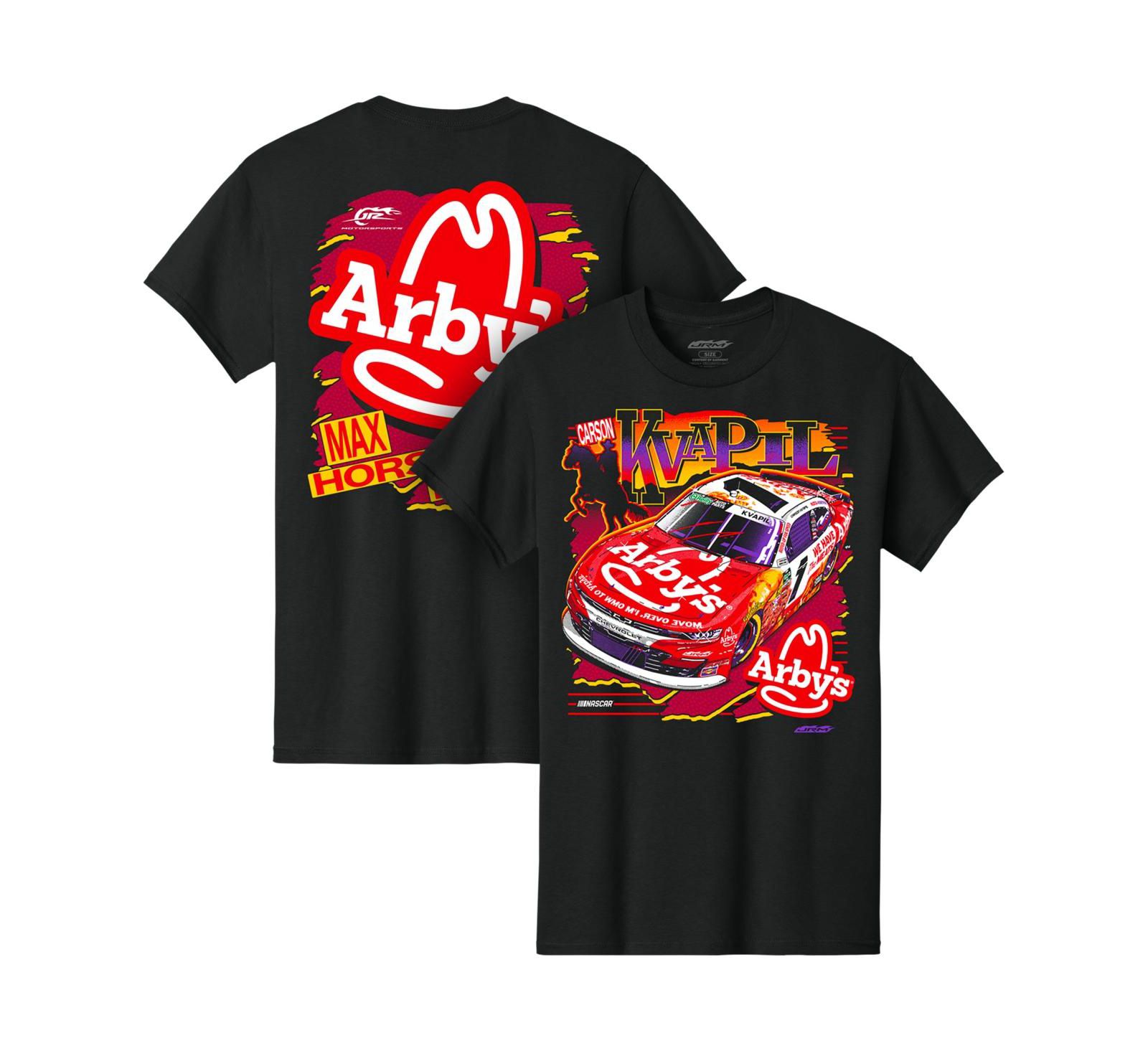 Футболка JR Motorsports Official Team Apparel Men's Black Carson Kvapil Arby's