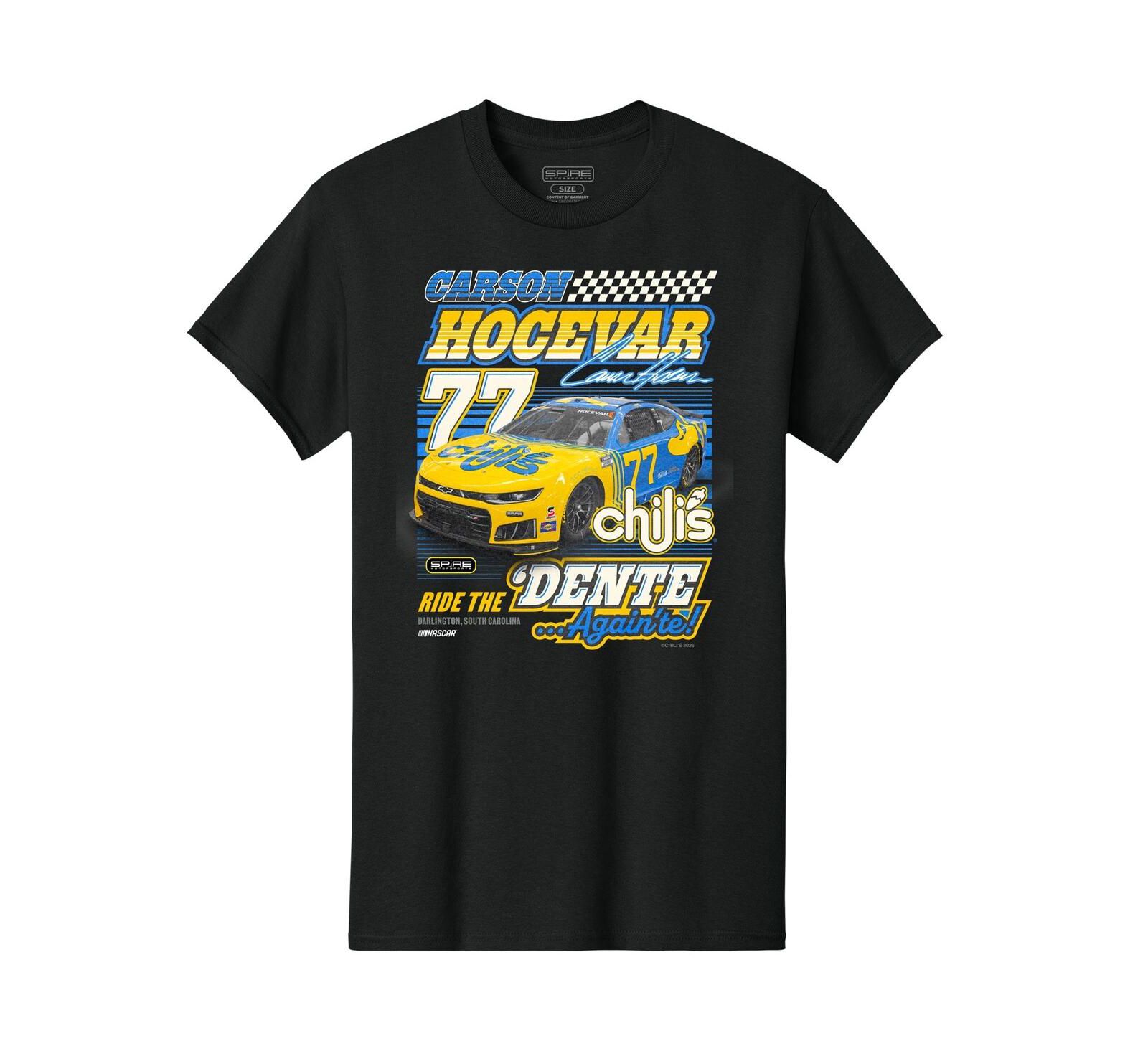 Spire Motorsports Men's Black Carson Hocevar 77 Chili's Car Throwback T-Shirt