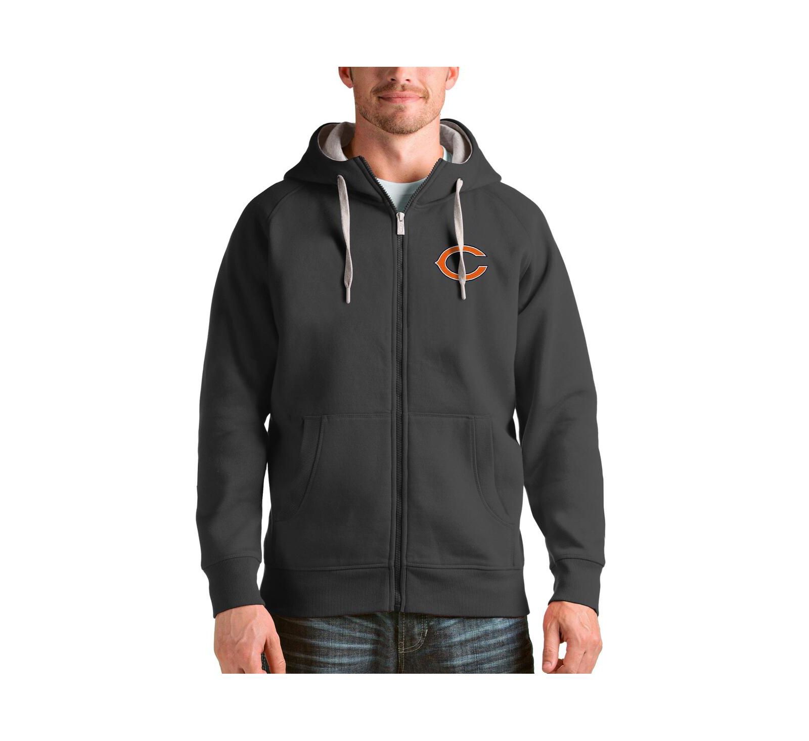 Мужское худи Antigua Charcoal Chicago Bears Victory Full-Zip