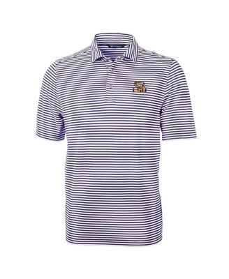 Мужская рубашка-поло Cutter & Buck Purple LSU Tigers Virtue Eco Pique Stripe
