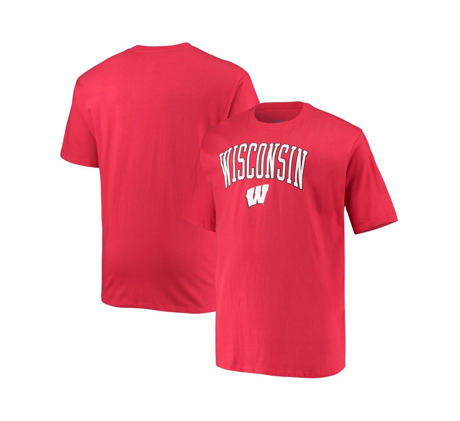 Champion Men's Red Wisconsin Badgers Big & Tall Arch Over Wordmark T-Shirt