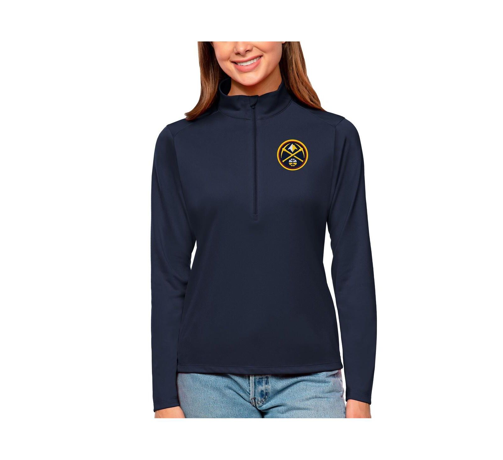 Antigua Women's Navy Denver Nuggets Tribute Half-Zip Top