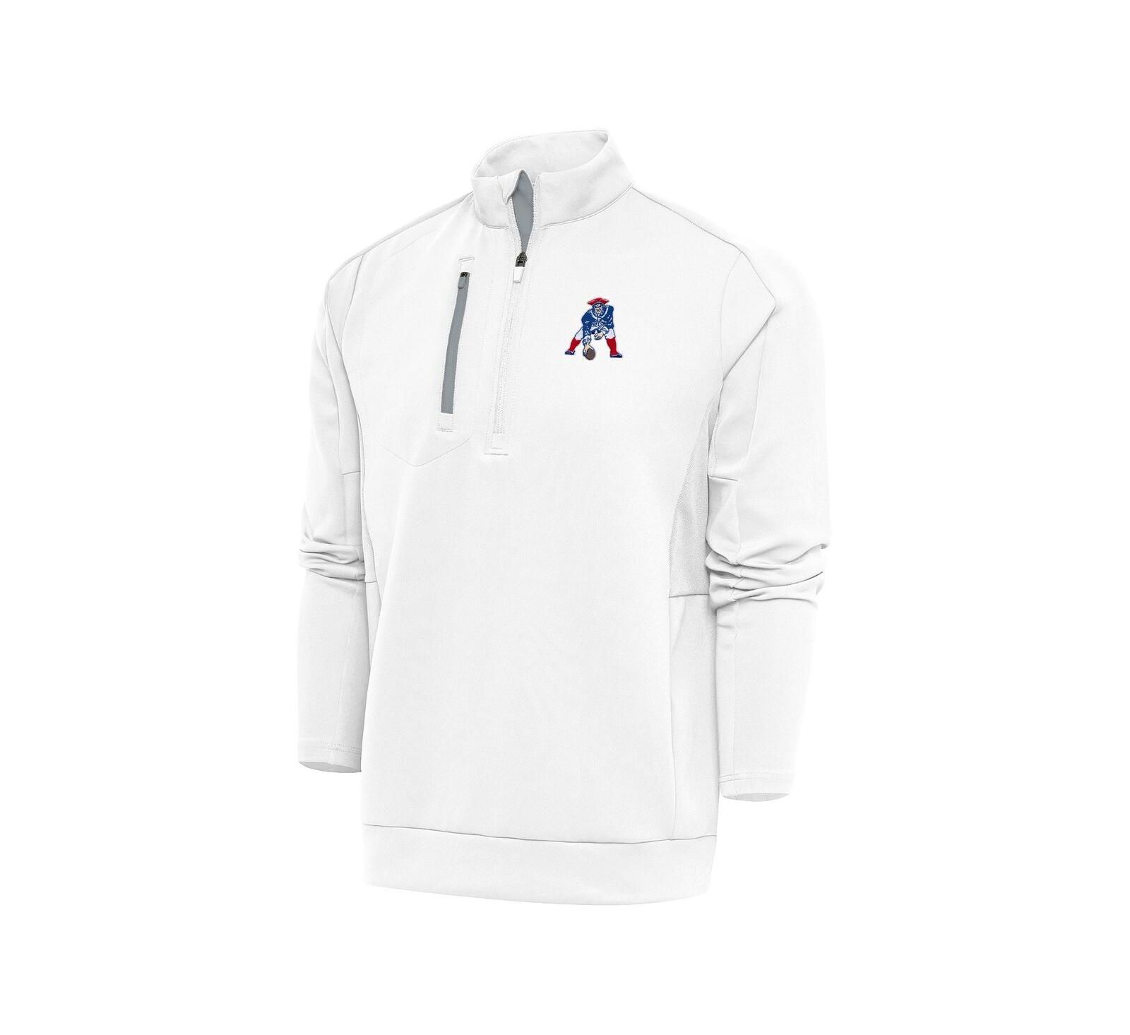 Antigua Мужской джемпер White New England Patriots Team Logo Throwback Generation Quarter-Zip Pullover