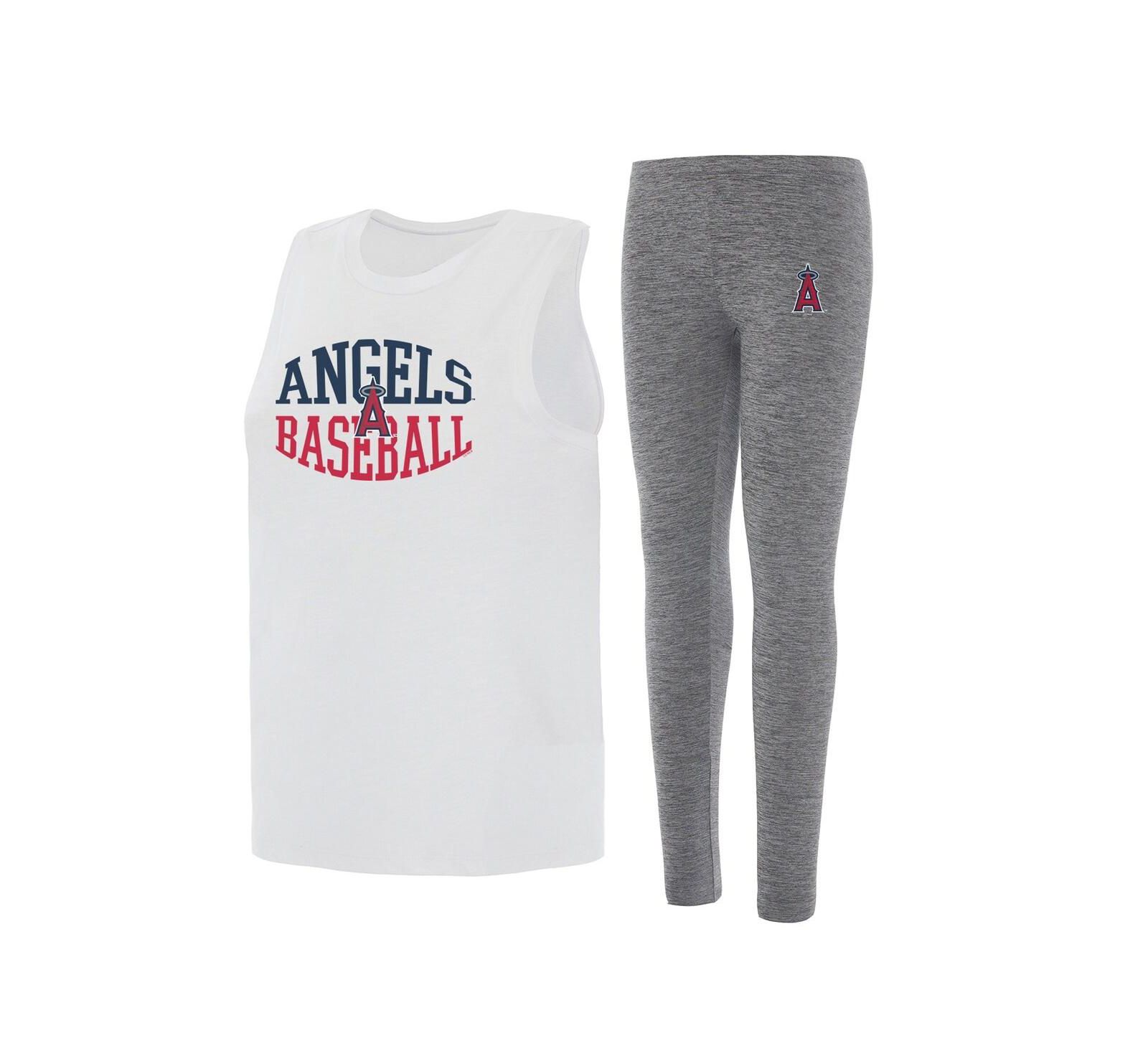 Concepts Sport Women's 2-Piece Charcoal/White Los Angeles Angels Contend Tank and Leggings Set