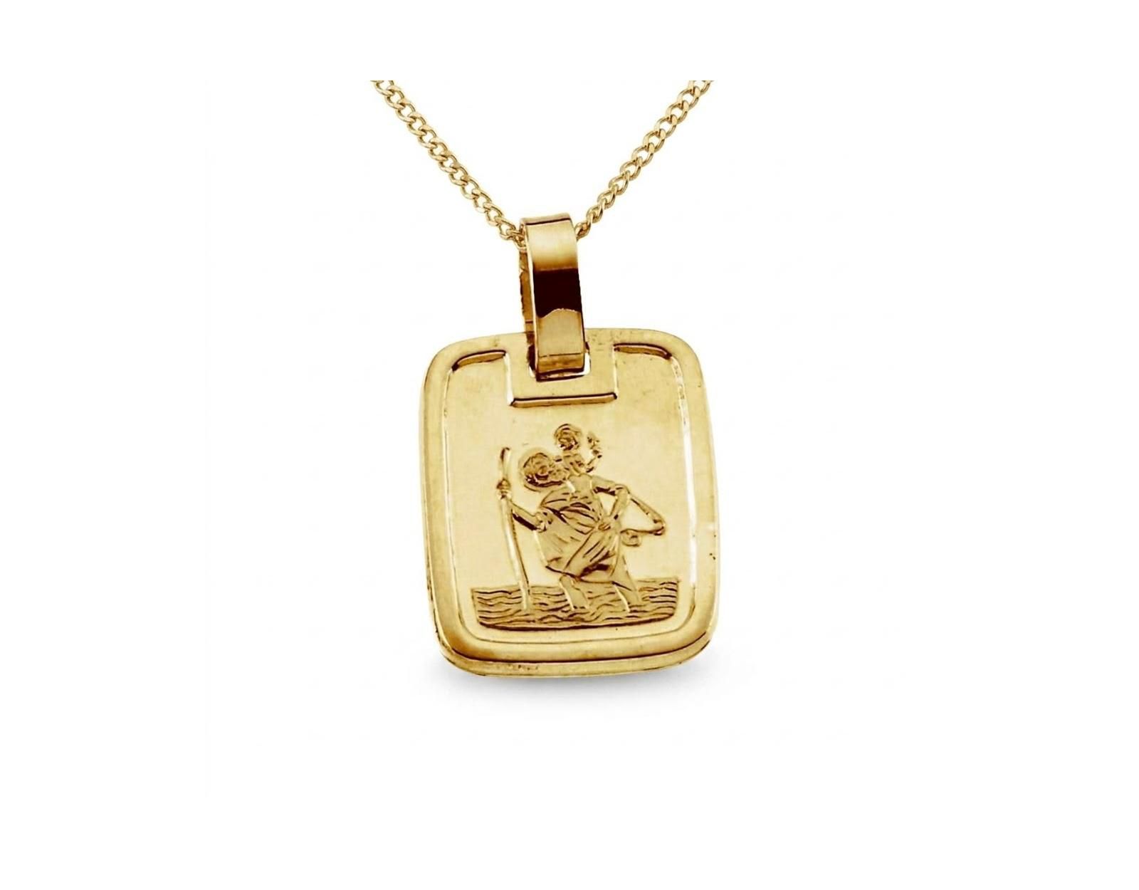 Подвеска-кулон Curata Jewelry из цельного желтого золота 18k, маленький квадратный Святой Христофор 13x10mm