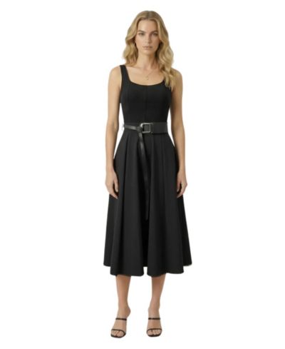 Женское миди-платье Modenaire Belted Scoop-Neck