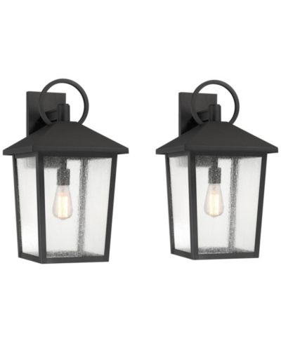 John Timberland Westmont 22"H Sand Black Outdoor Wall Light Set of 2