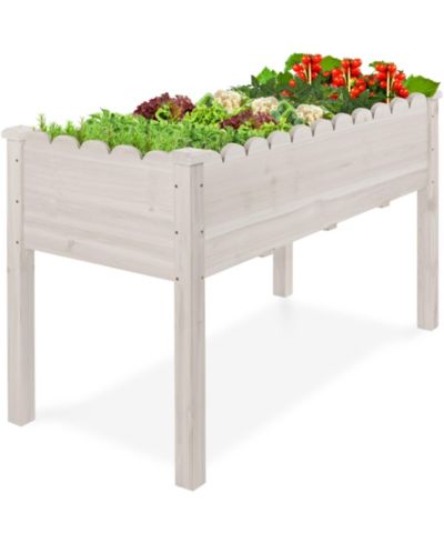 Best Choice Products  Raised Garden Bed, Elevated Wooden Planter for Yard Foot Caps, Liner
