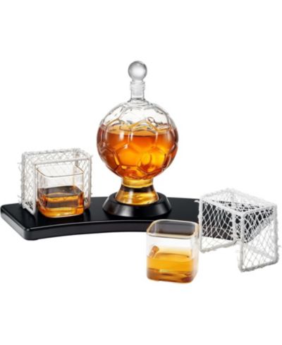 The Wine Savant Soccer Ball 3-Piece Glass Decanter Set