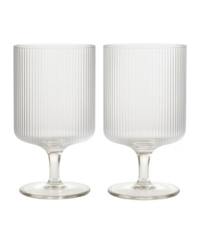 The Wine Savant Ribbed Goblet Wine Glasses, Set of 2