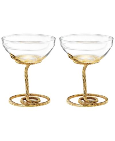 The Wine Savant Gold Snake Cocktail Glasses, Set of 2
