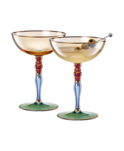 The Wine Savant Renaissance Amber Coupe Glasses, Set of 2