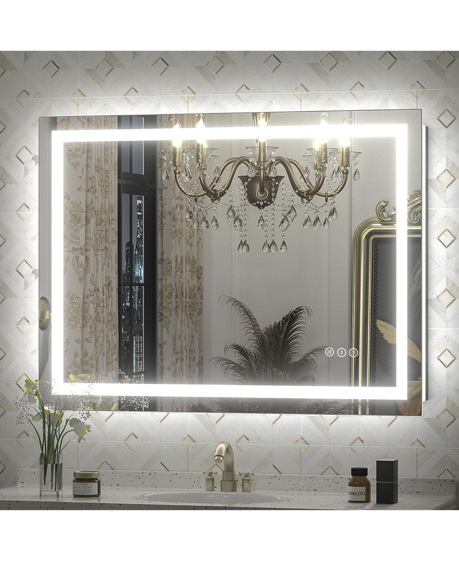 Apmir 30" x 40" Super Bright Front and Back LED Lighted Anti-Fog Tempered Glass Bathroom/Vanity Mirror with ETL and 3-Year Warranty