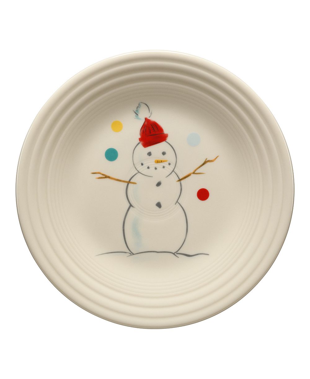 Fiesta Jolly Christmas Snowman Classic Rim Luncheon Plate