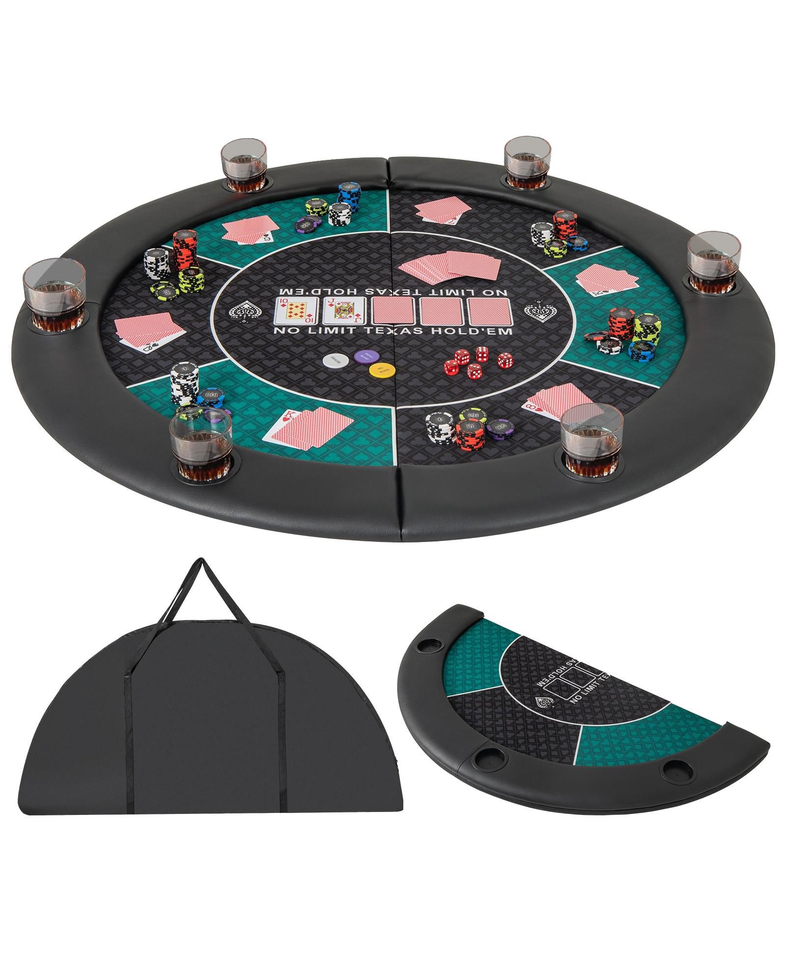 Slickblue Foldable 6-Player Poker Table Top, Round, Ages 18+