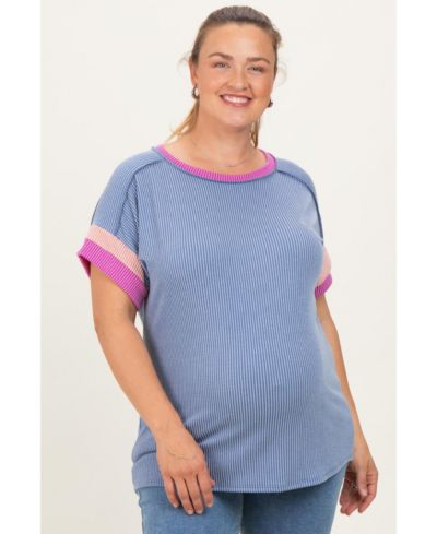 Женский топ Pinkblush Maternity Ribbed Colorblock Detail Plus Short Sleeve