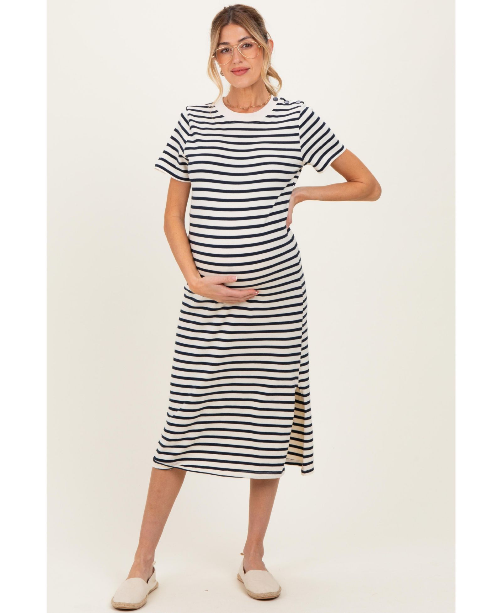 Женское миди-платье Pinkblush Navy Striped Short Sleeve