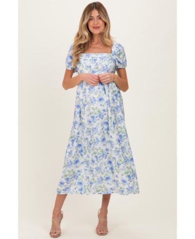 Pinkblush Женское миди-платье Blue Floral с перекрестным вырезом на спине