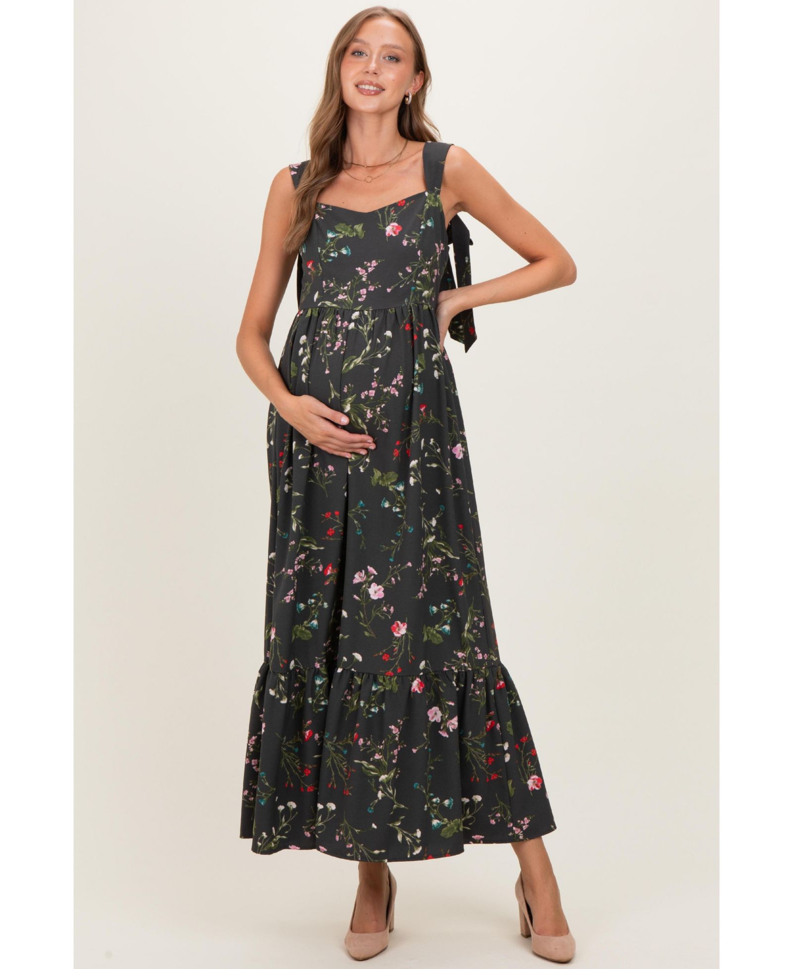 Женское платье Pinkblush Forest Green Floral Bow Strap Maxi