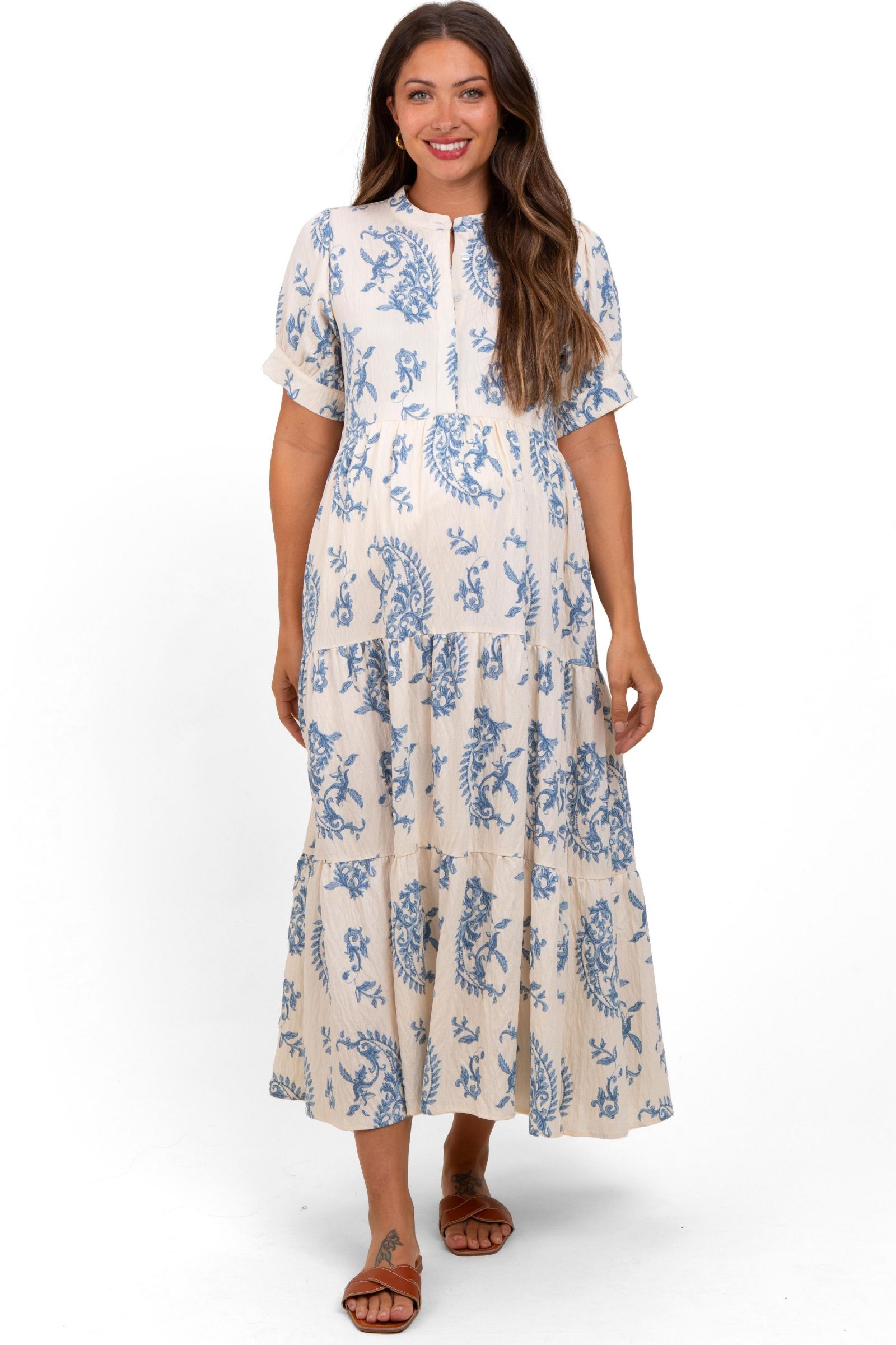 Женское платье макси в клетку Blue Paisley от Pinkblush