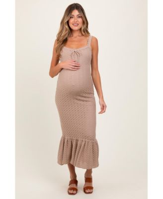 Pinkblush Women's Crochet Knit Front Tie Midi Dress