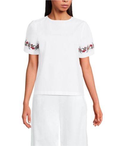 Lands' End Women's Poplin Eyelet T - Shirt