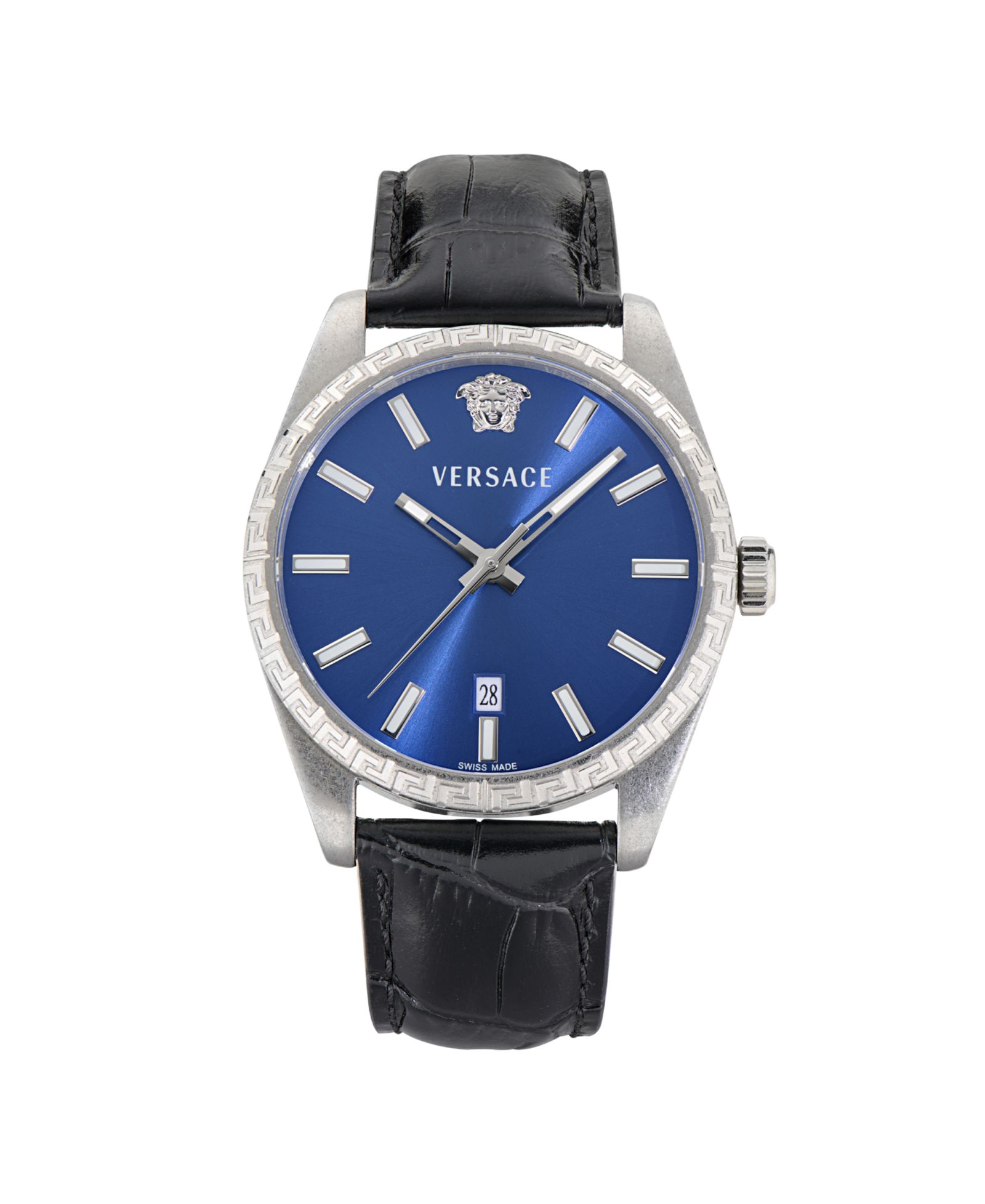 Versace Men's Millenyium Black Calf Leather Strap Watch 40mm