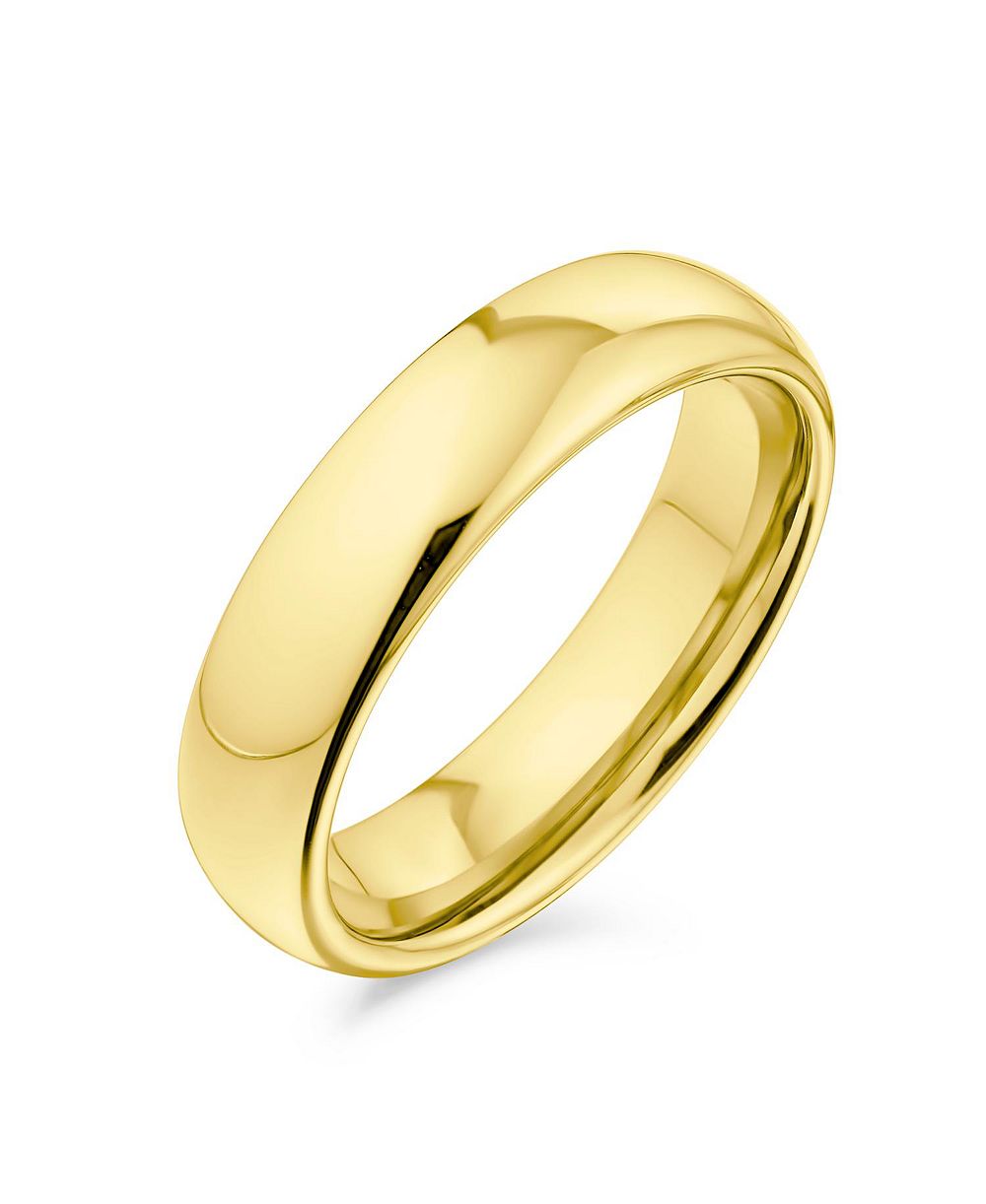 Bling Jewelry Обручальное кольцо Plain Dome 5MM, черное серебро Rose Gold Titanium Comfort Fit