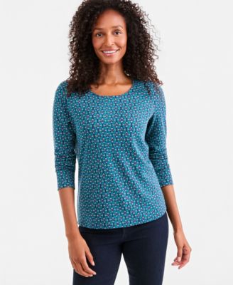 Style & Co Women's Printed Long-Sleeve Scoop-Neck Top, Macy's Exclusive