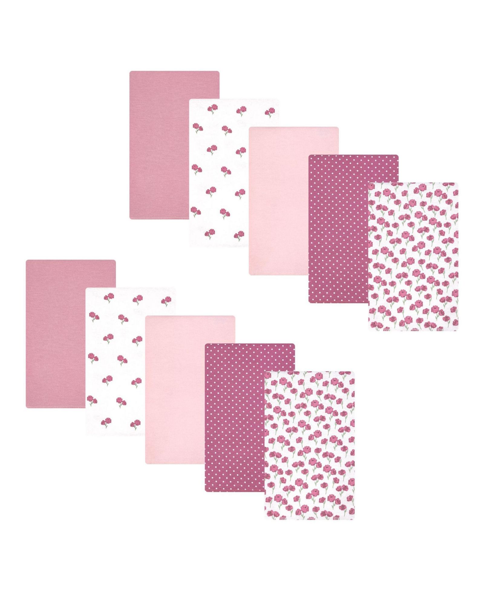 Hudson Baby Girl Cotton Poly Flannel Burp Cloths 10-Pack, Wild Rose Floral, One Size