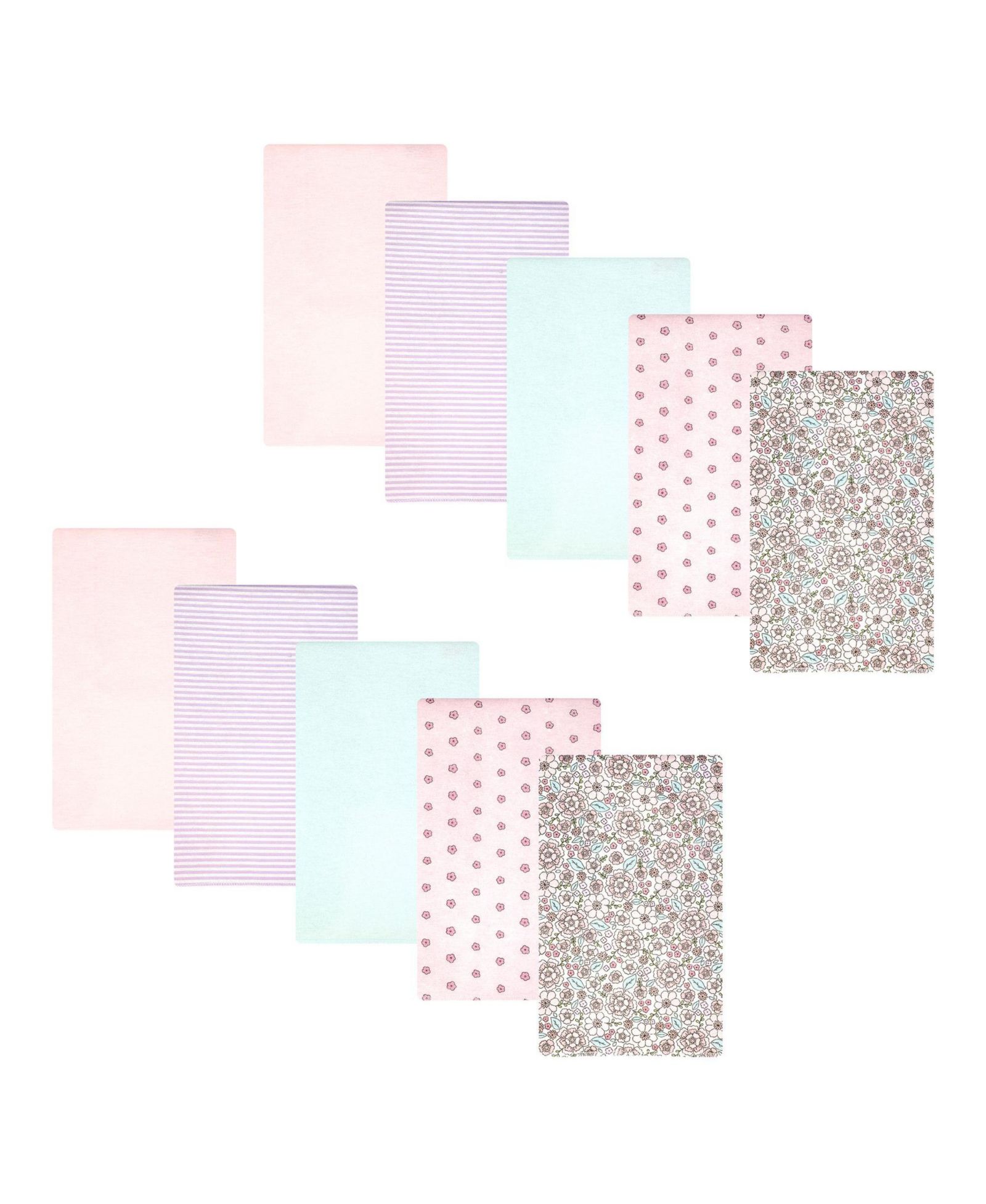 Hudson Baby Girl Cotton Poly Flannel Burp Cloths 10-Pack, Outline Floral Soft Pink, One Size