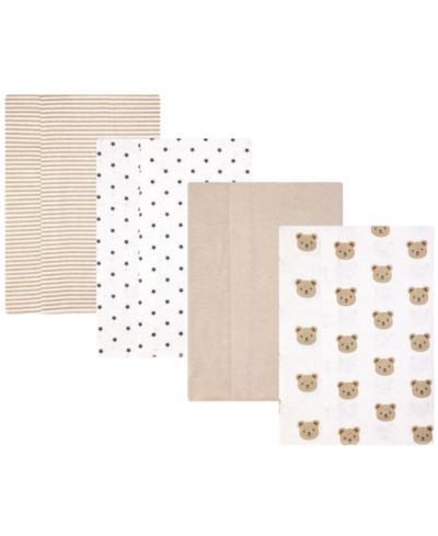 Набор пеленок Hudson Baby Infant Cotton Poly Flannel Burp Cloths 4-Pack, Cozy Cutie, One Size