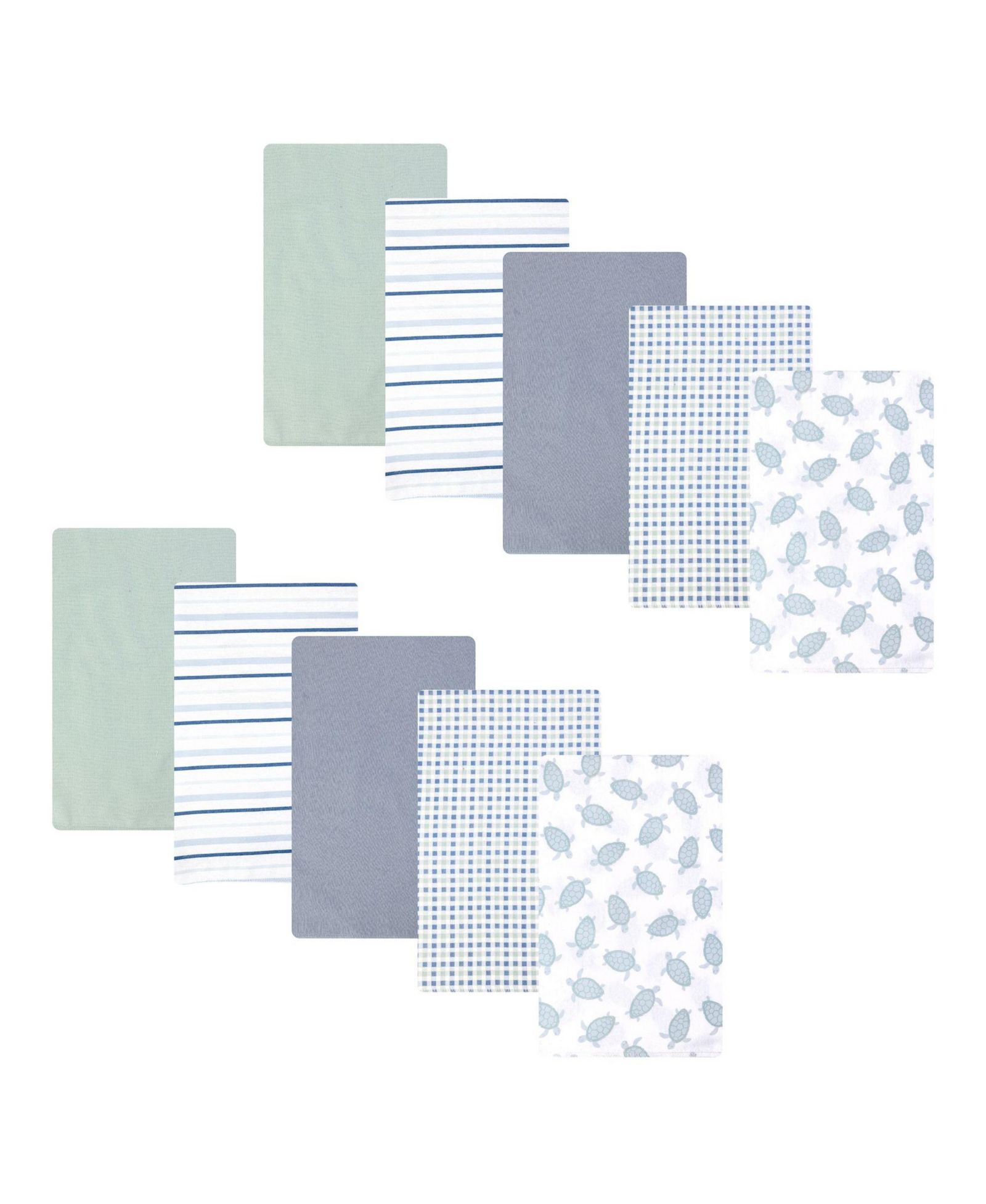 Hudson Baby Infant Cotton Poly Flannel Burp Cloths 10-Pack, Little Sea Turtle 10-Pack, One Size