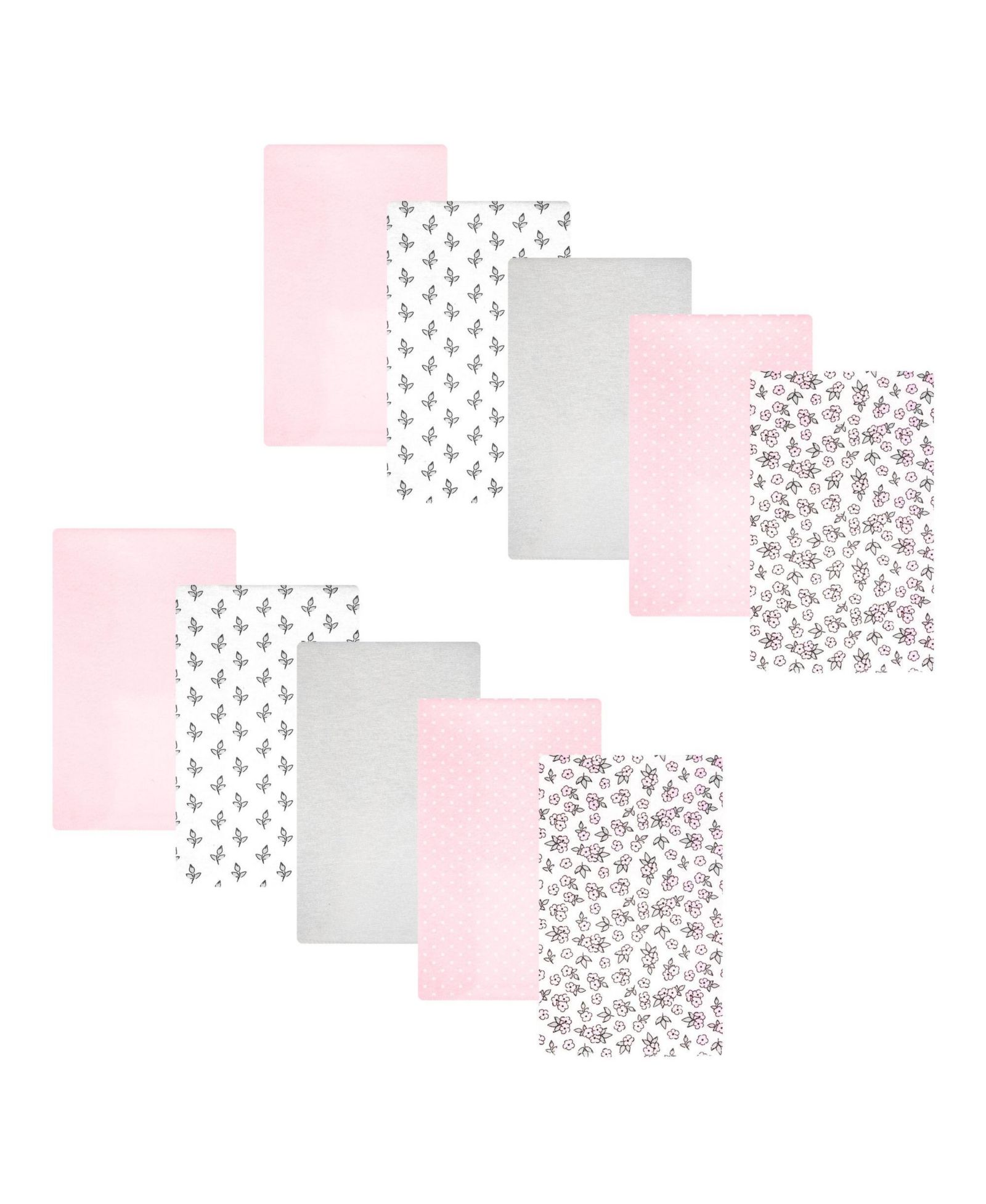 Hudson Baby Girl Cotton Poly Flannel Burp Cloths 10-Pack, Pink Primrose, One Size